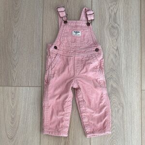 OshKosh B'gosh Pink Corduroy Overalls, 12M, Valentine’s Day Bibs, Spring Jumper